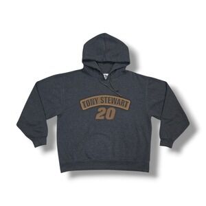 Tony Stewart #20 Gray Winners Circle NASCAR Pullover Hoodie Men's XL
